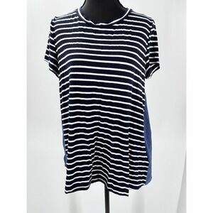 Listicle Navy Denim Striped Tuninc Top S Nautical Boho Coastal‎ Grandma Preppy